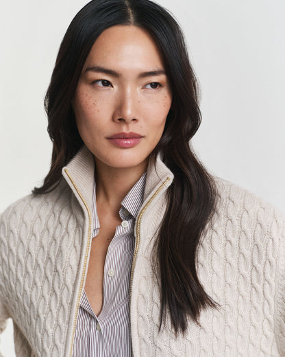 Cable Knit Zip Cardigan