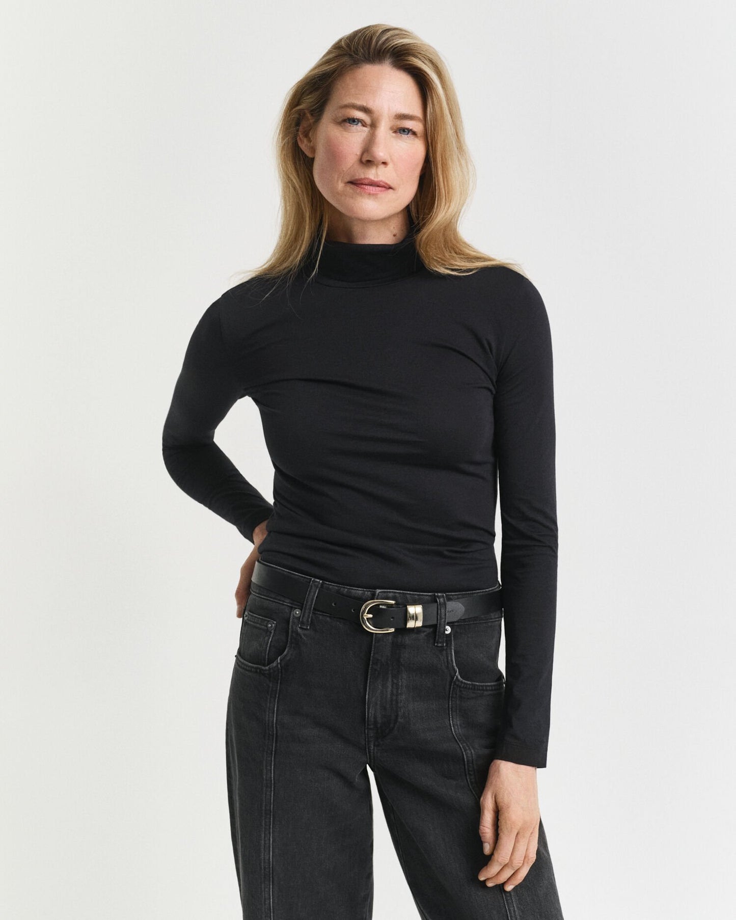 Lightweight Cotton Turtleneck Top