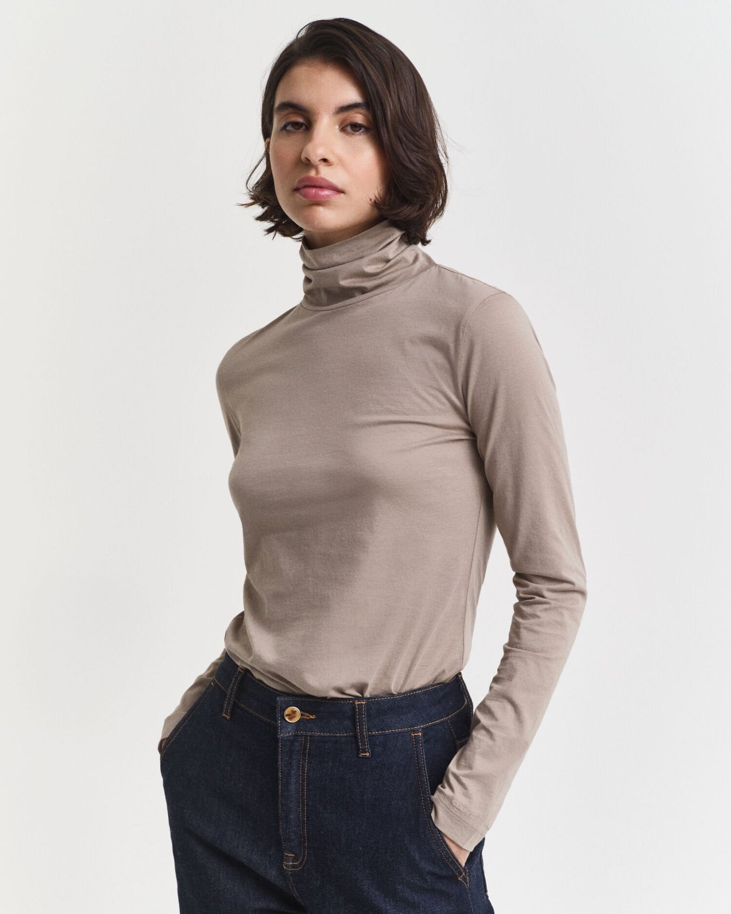 Lightweight Cotton Turtleneck Top