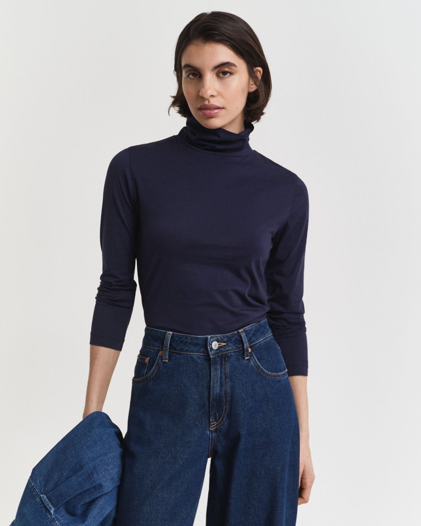Lightweight Cotton Turtleneck Top