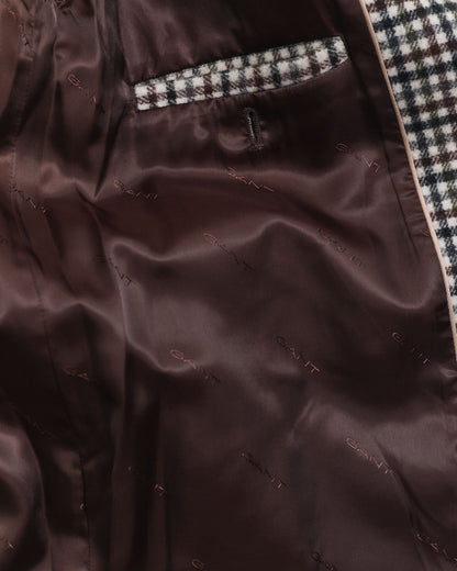 Checked Wool Blend Car Coat