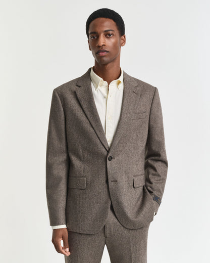 Slim Fit Flannel Herringbone Suit Jacket