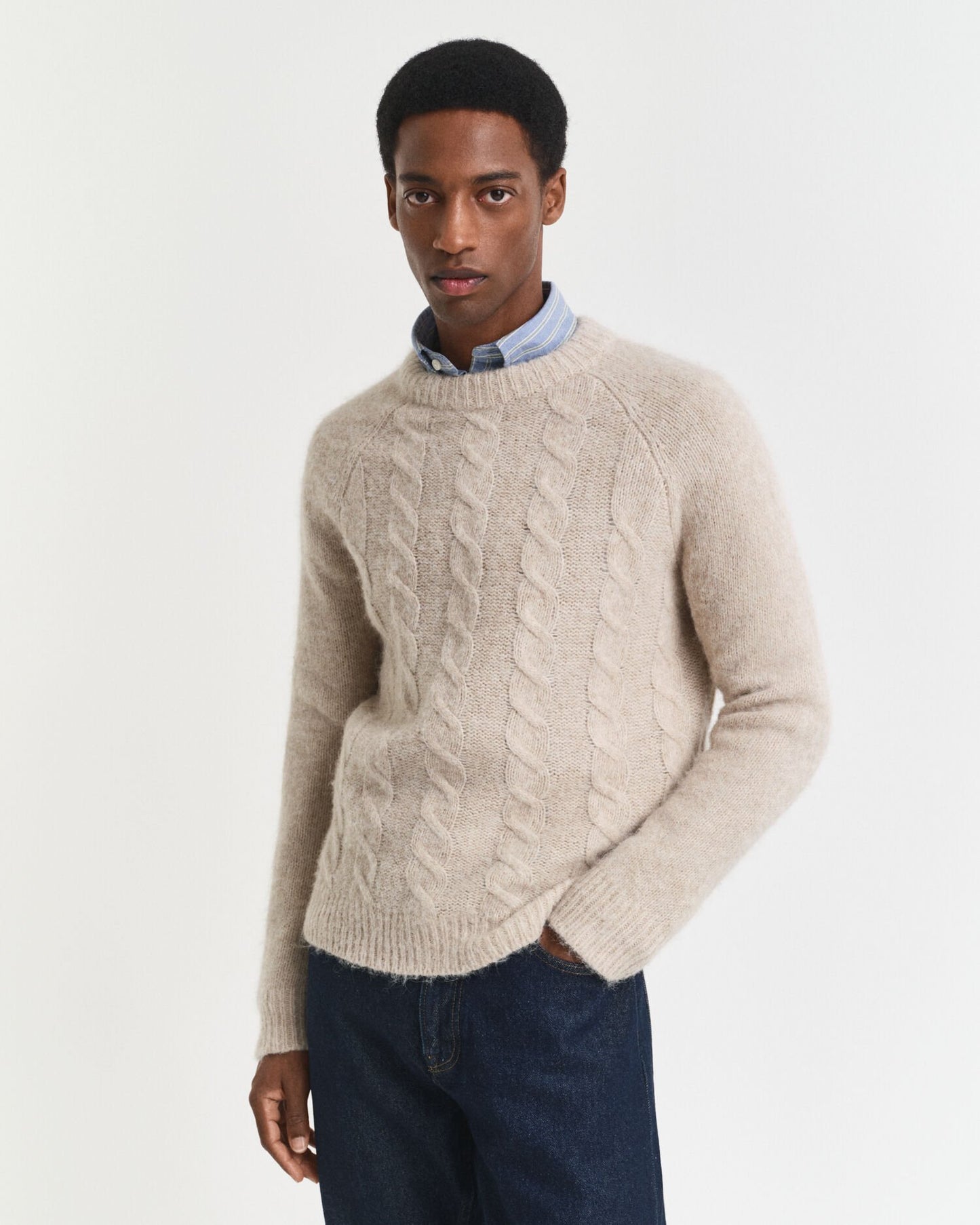 Cable Knit Crew Neck Sweater
