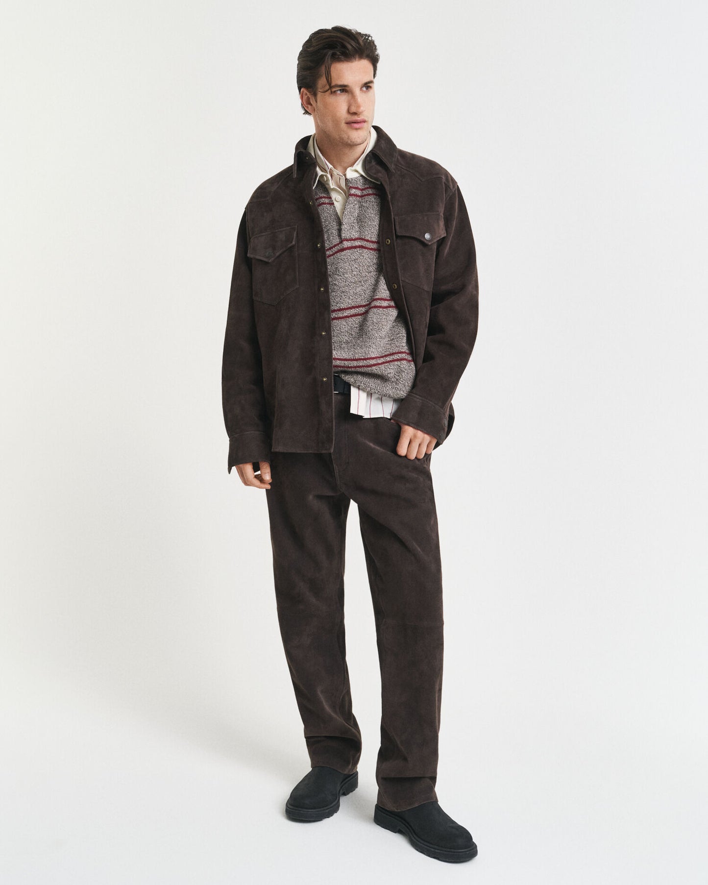 Striped Wool Blend Polo Sweater