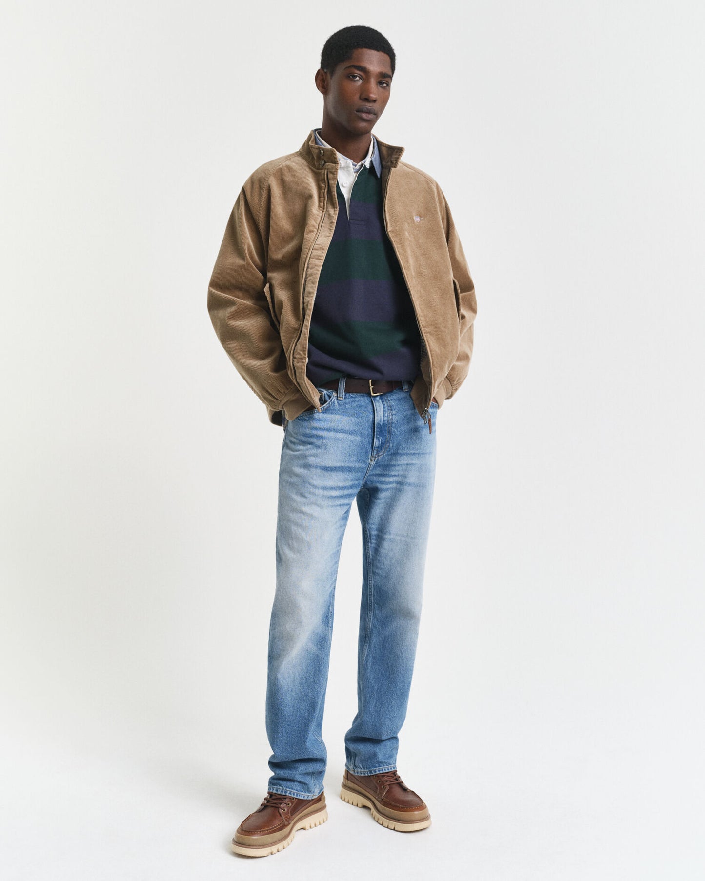 Chambray Collar Striped Heavy Rugger