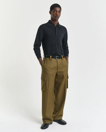 Extra Fine Merino Wool Polo Sweater