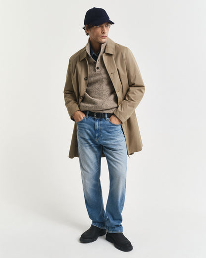 Wool Blend Nepps Half-Buttoned Sweater