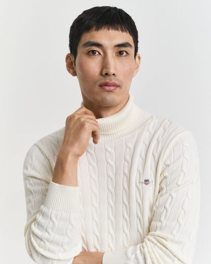 Cotton Cable Knit Turtleneck Sweater