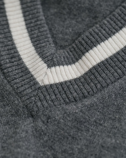 Superfine Lambswool Contrast V-Neck Sweater